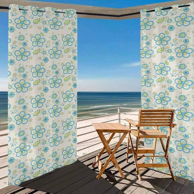 ParadiseDecor Doodle Patio Outdoor Cortina para patio, porche, patio