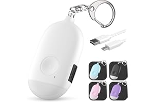 Personal Alarm Keychain for Women Self Defense - USB Rechargeable 130 dB Loud Safety Siren Whistle with LED Light – Panic Button or Pull Pin Alert Device Key Chain by WETEN (White)