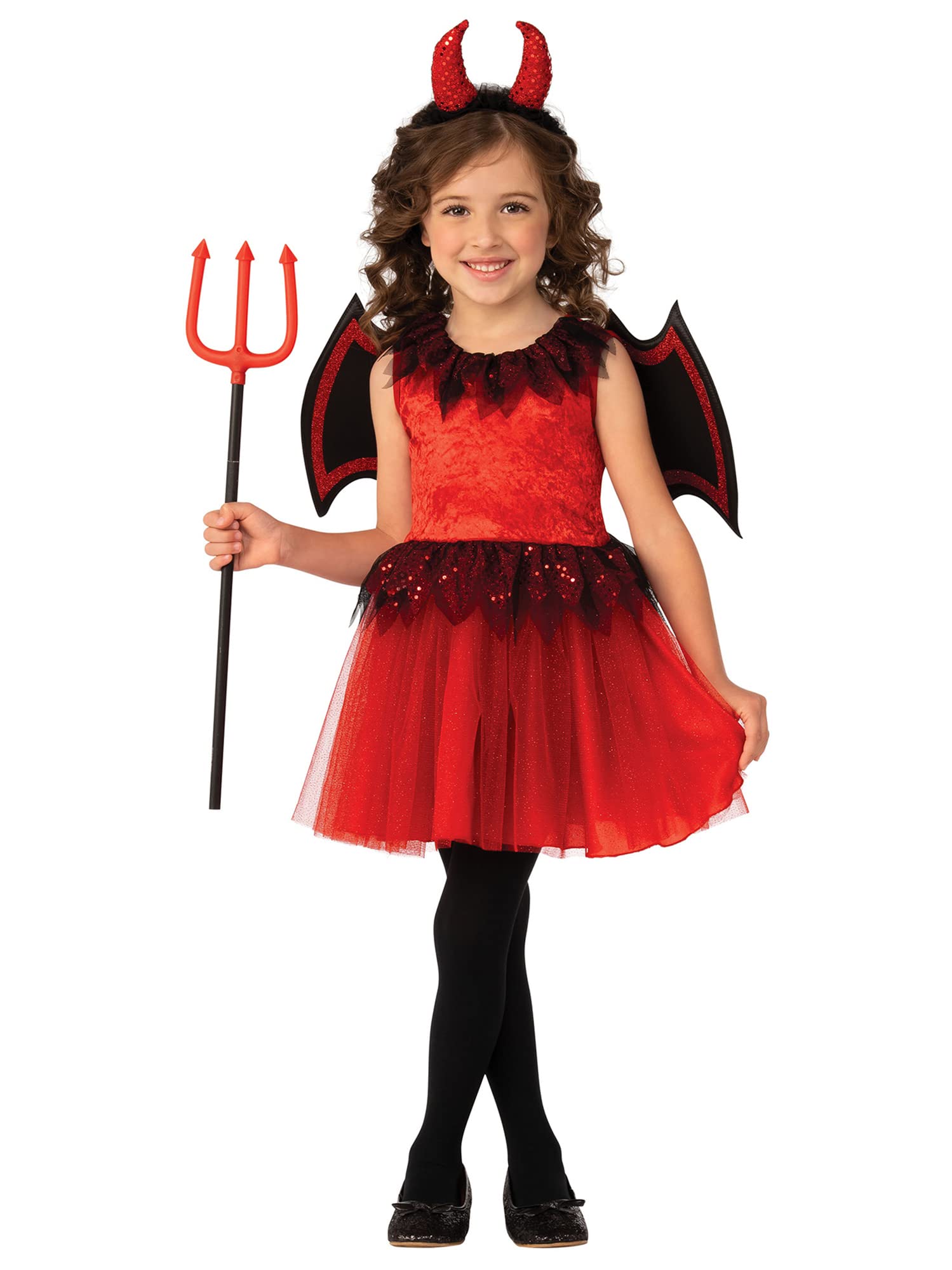 Bristol Novelty 3015583-4000 DEVIL GIRL Horns Costume, Red, Age 3-4 Years Halloween