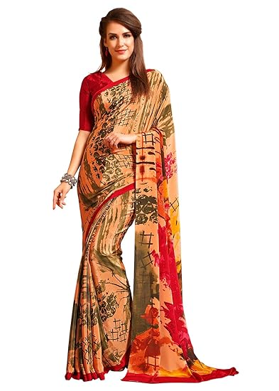 Crepe With Blouse Piece Saree