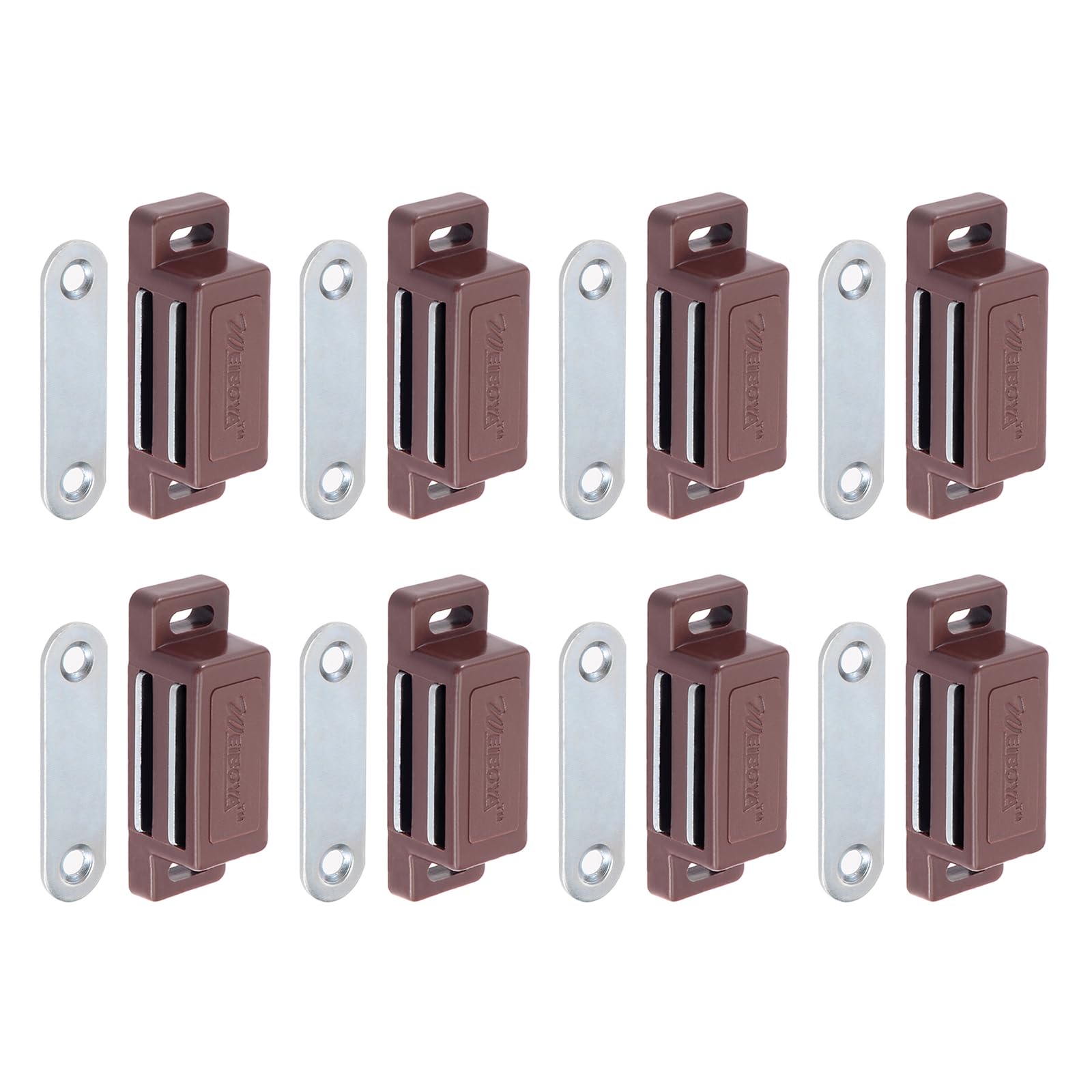 DTGN 46x15mm(LxW) Cabinets Magnets Latch - 8 Pack - Good for Kitchen Cupboard Drawer Furniture - ABS Plastic Magnetic Closure Closet Door Catch - Brown