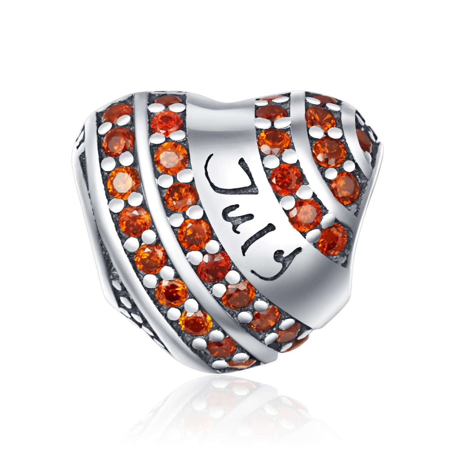 YOUFENG Jewellery S925 Sterling Silver Birthstone Charms Fit for Pandora Charms Bracelet Love Heart Birthday Gifts Crystal Charm