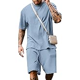 Babioboa Men's Short Sleeve Tracksuit Summer T Shirt & Shorts set 2 Pockets Oversize Two Piece Casual Daily Duty-off