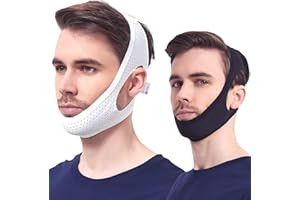 Chin Strap for Cpap Users, Yootar 2Pack Black & White Upgraded Comfortable Mesh Cpap Chin Straps for Men Women, Effective Adjustable Anti Snoring Chin Straps to Keep Mouth Closed While Sleeping(2 PCS)