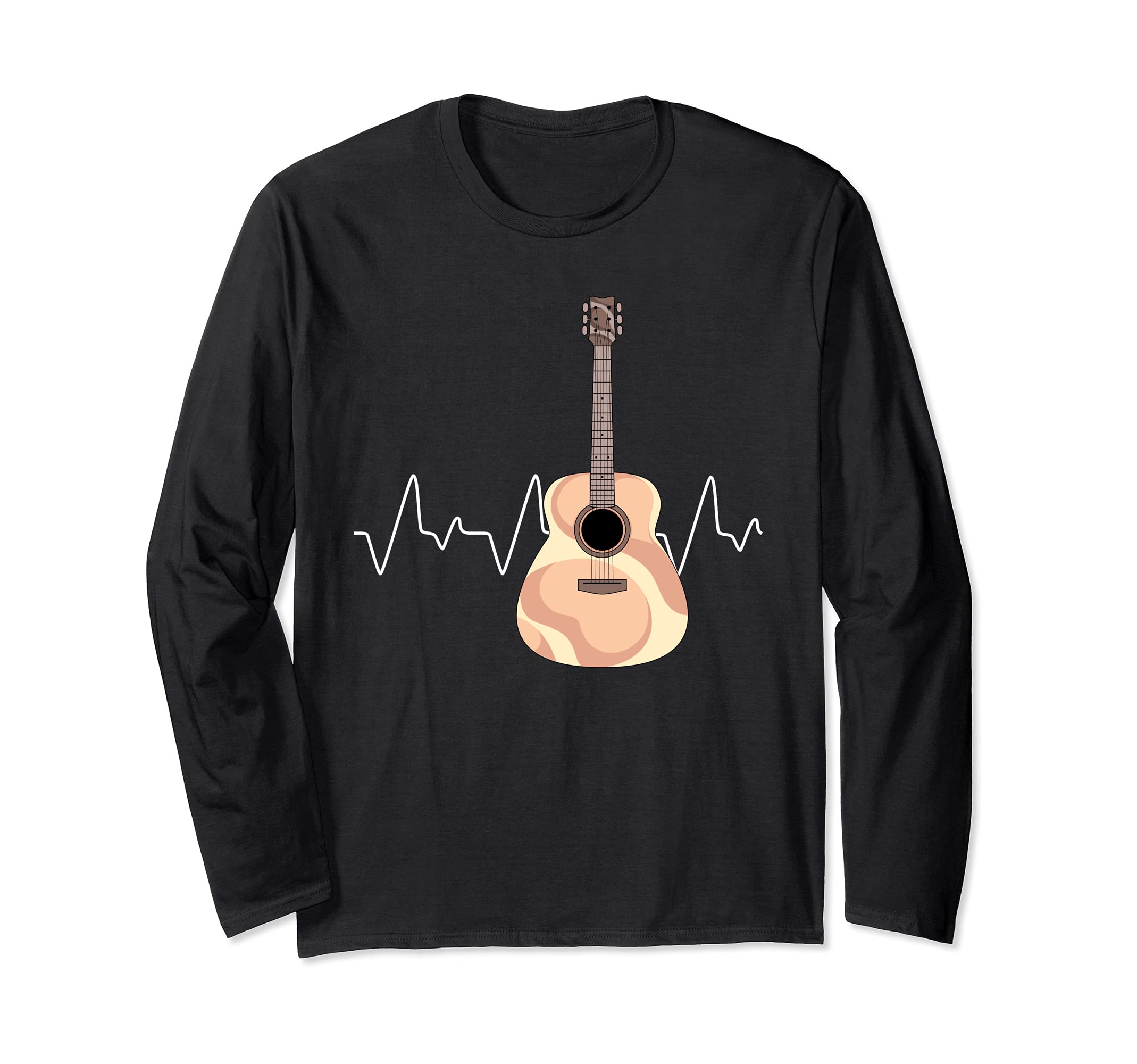 Heartbeat Guitarist Guitar Player Musician Acoustic Guitar Long Sleeve T-Shirt
