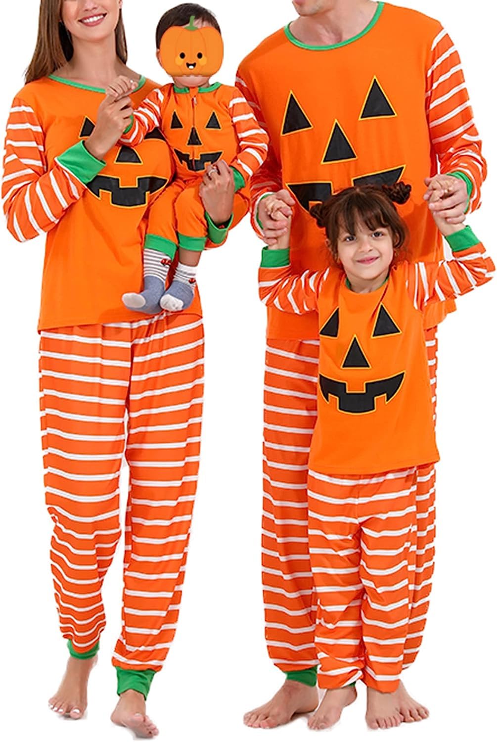 Photo 1 of WenaZao Family Pajamas Matching Sets Halloween Pumpkin Sleepwear for Baby Adults and Kids Holiday PJS Set-Kids 18T