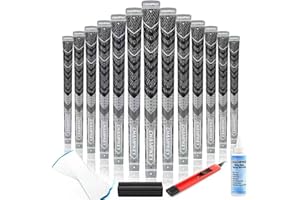 CHAMPKEY Half Cord Golf Grips 13 Pack with Golf Grip Kit - All Weather Performance Golf Club Grips - High Traction and Feedback Golf Grips for Men
