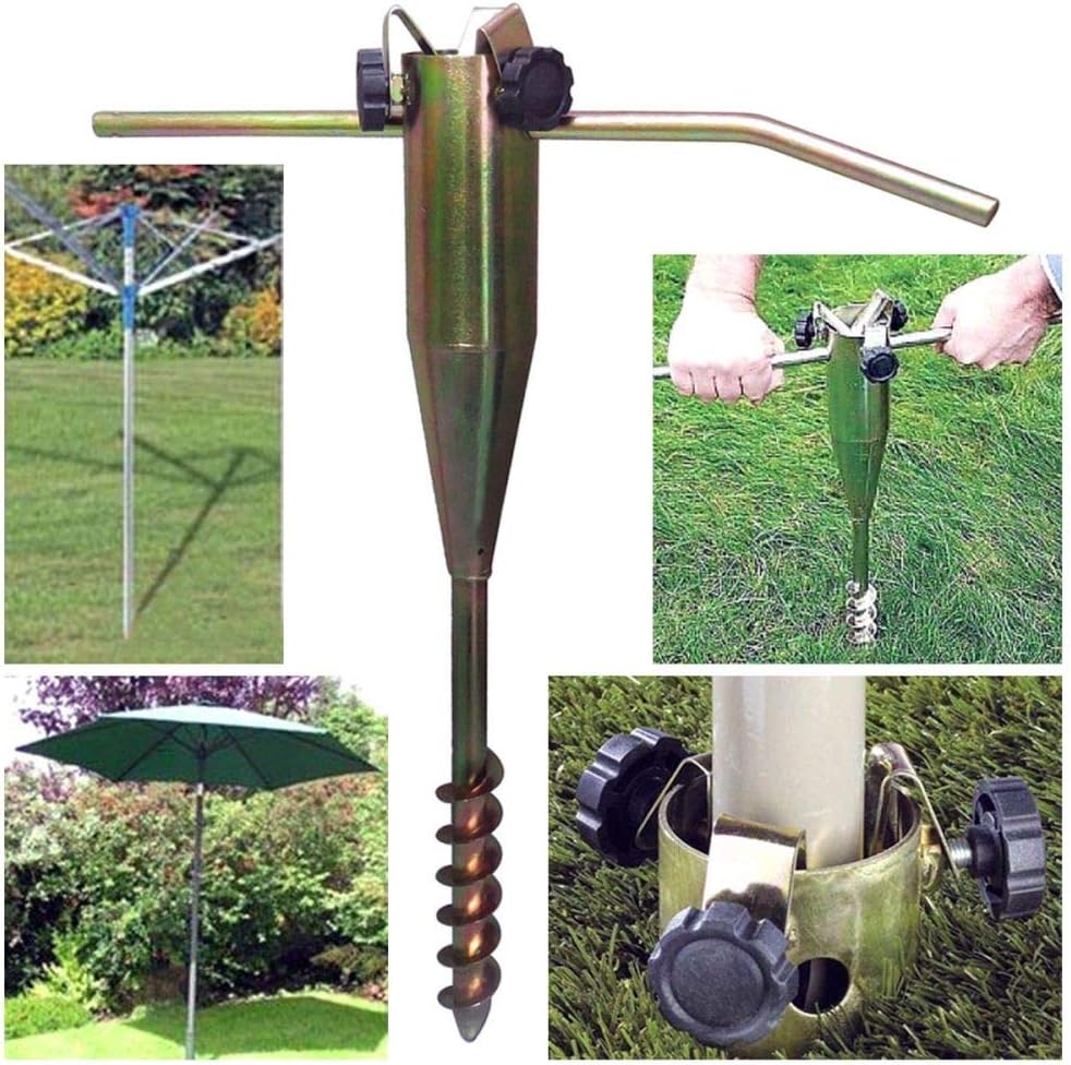 Durable tool HEAVY DUTY STEEL SCREW IN GROUND SPIKE PARASOL AIRER ROTARY WASHING LINE STAND