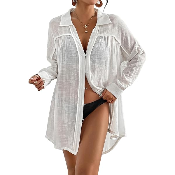 BECCA ETC Women's Polynesia Plus Size Open Front Tunic - Beach Cover Up With Bell Sleeves
