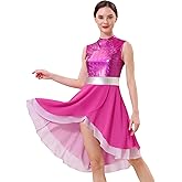 ODASDO Women Lyrical Dance Costumes Liturgical Praise Tunic Overlay Dress Modern Contemporary Worship Dancewear Outfit S-2XL