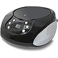 GPX, Inc. Portable Top-Loading CD Boombox with AM/FM Radio and 3.5mm Line in for MP3 Device - Black