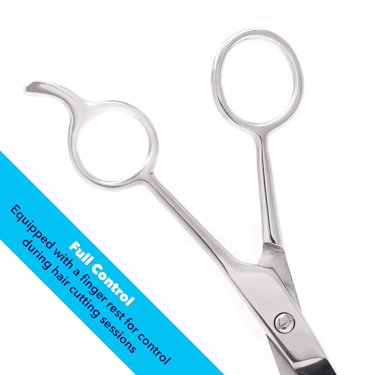 Equinox Professional Shears with Finger Rest and Finger Inserts - Ice Tempered Barber Hair Cutting Scissors - 6.5 Inches - Stainless Steel Rust Resistant Hair Scissors : Beauty