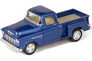 KiNSMART 1955 Chevrolet Stepside Pickup Truck 5 Inch 1:32 Scale Die Cast Metal Little Blue Truck