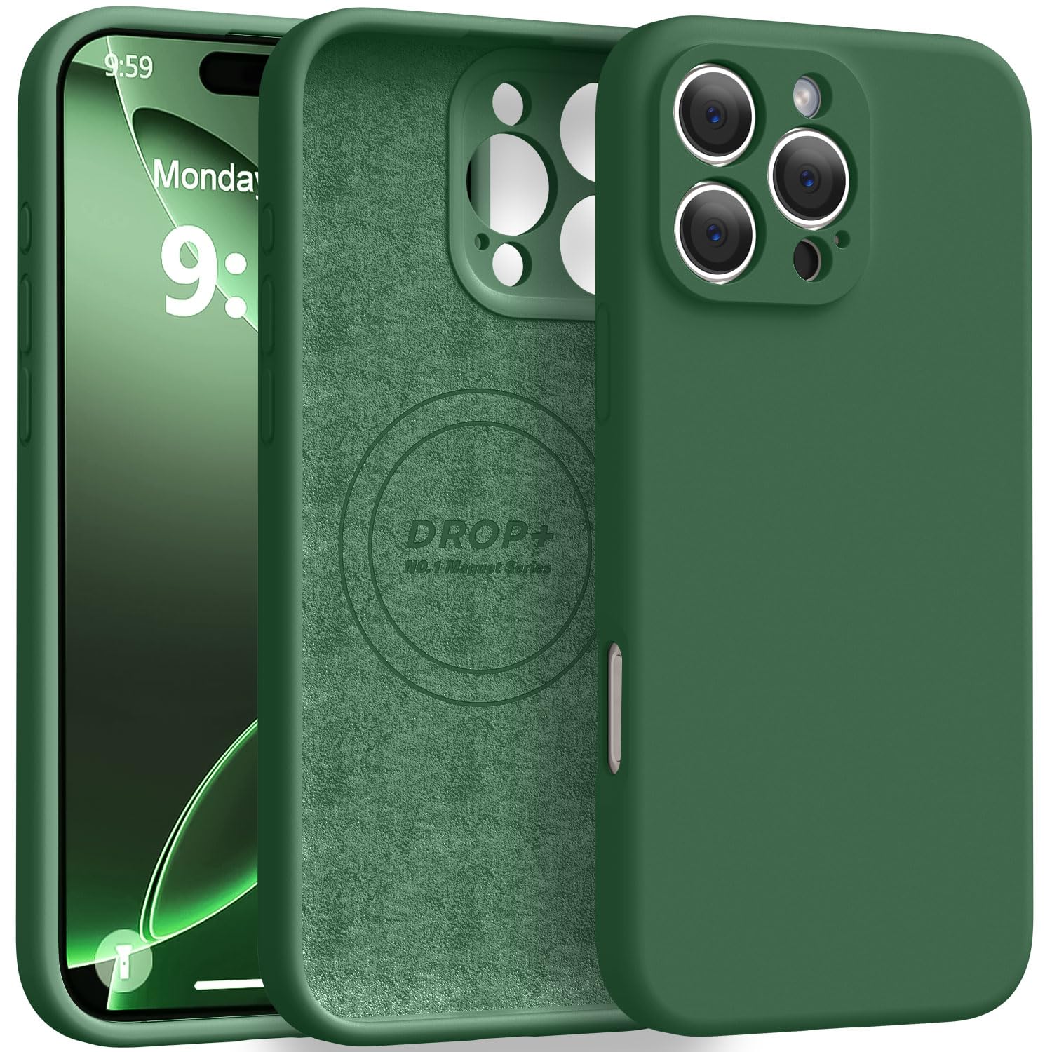 Photo 1 of Ktele Magnetic for iPhone 16 Pro Max Case [Compatible with Magsafe] [Premium Silicone Satin-Smooth Touch] Slim Shockproof Anti-Scratch Microfiber Lining Case, 6.9 inch, Green