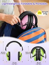 Dr.meter Ear Defenders Kids Noise Reducing Ear Muffs 27.4 dB Green Pink view 6