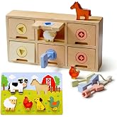 TurtleBee Montessori Toys for 2 3 4 5 Year Old | Lock and Key Toy for Toddlers | Fine Motor Skills Toy | Puzzle Board | Toddler Toys | Wooden Toy for 3+ Year Old | 12 Piece Set