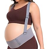 QEESMEI Belly Bands for Pregnant Women, Pregnancy Belly Band with Adjustable Support Brace Straps, Maternity Belt for Back, Abdomen and Waist (Gray,M)