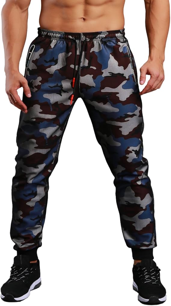 EKLENTSON Men�s Closed Bottom Sweatpants Zipper Pockets