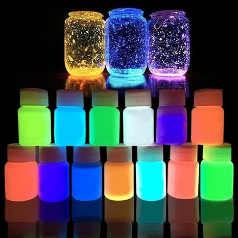 Upxiang 20g Nicht-toxische Acryl Leuchtende Farbe, Phosphoreszierende Glühen in der Dunkelheit, Bright Pigment, DIY Party Dek