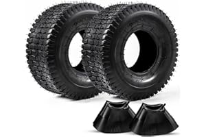 15x6.00-6 Tire and Inner Tube Set 2 Pack TR-13 Straight Valve Stem Natural Rubber 4 Ply with Tube 400 lbs Capacity Replacemen