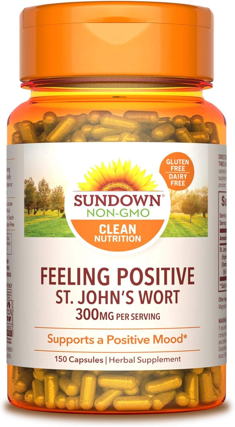 Sundown Standardized St. John's Wort Capsules 150 ea, Non-GMOˆ, Free of Gluten, Dairy, Artificial Flavors: Health & Personal Care