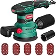Orbital Sander 3.8Amp 450W, HYCHIKA 6 Variable Speeds Double Handle Palm Random Orbit Power Sander, 5-Inch Electric Sander with 20pcs Sandpapers, Dust Collector for Woodworking