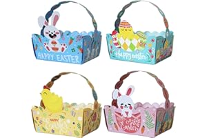 HAOBELL Easter Basket- 24pcs Small Easter Baskets for Kids, Happy Easter Gift Baskets with Handles School Easter Day Party Favor Bunny Party Decoration