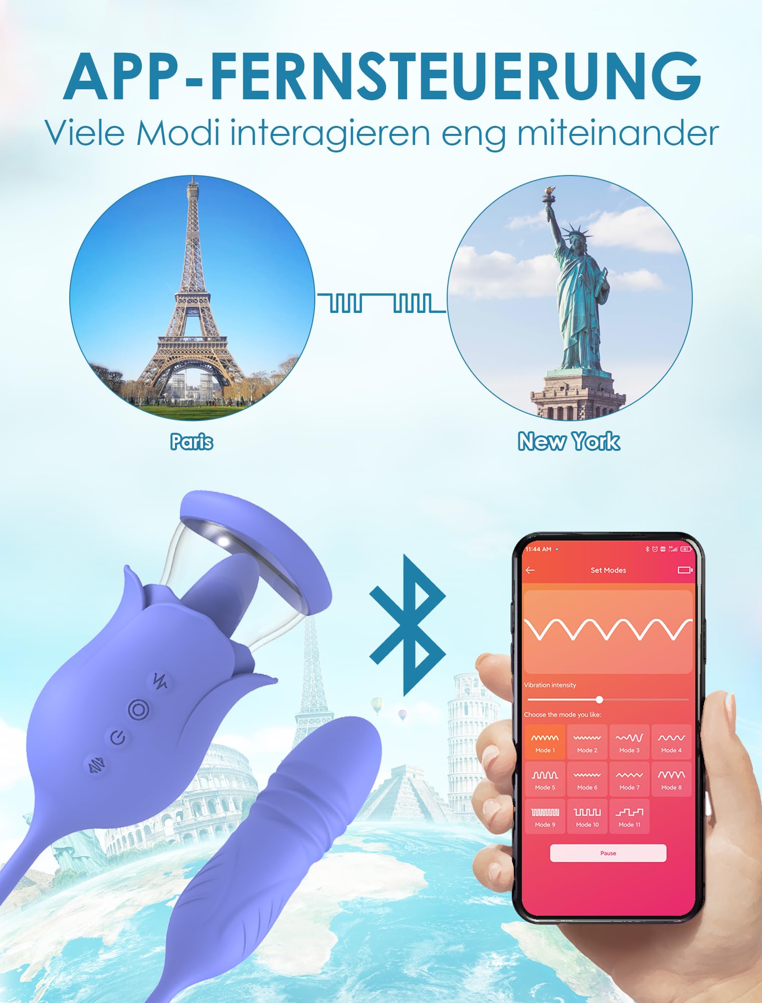 5-in-1 Vibration für Frauen mit APP, 8 Stoß 10 Vibrationsmodi 2 Saugmodi, 2 Heizfunktion, Sex Spielzeug für die Frau Klitoris G-Punkt, Sexspielzeug Dildos Sex Toys Vibratorensets für Frauen Vibrator