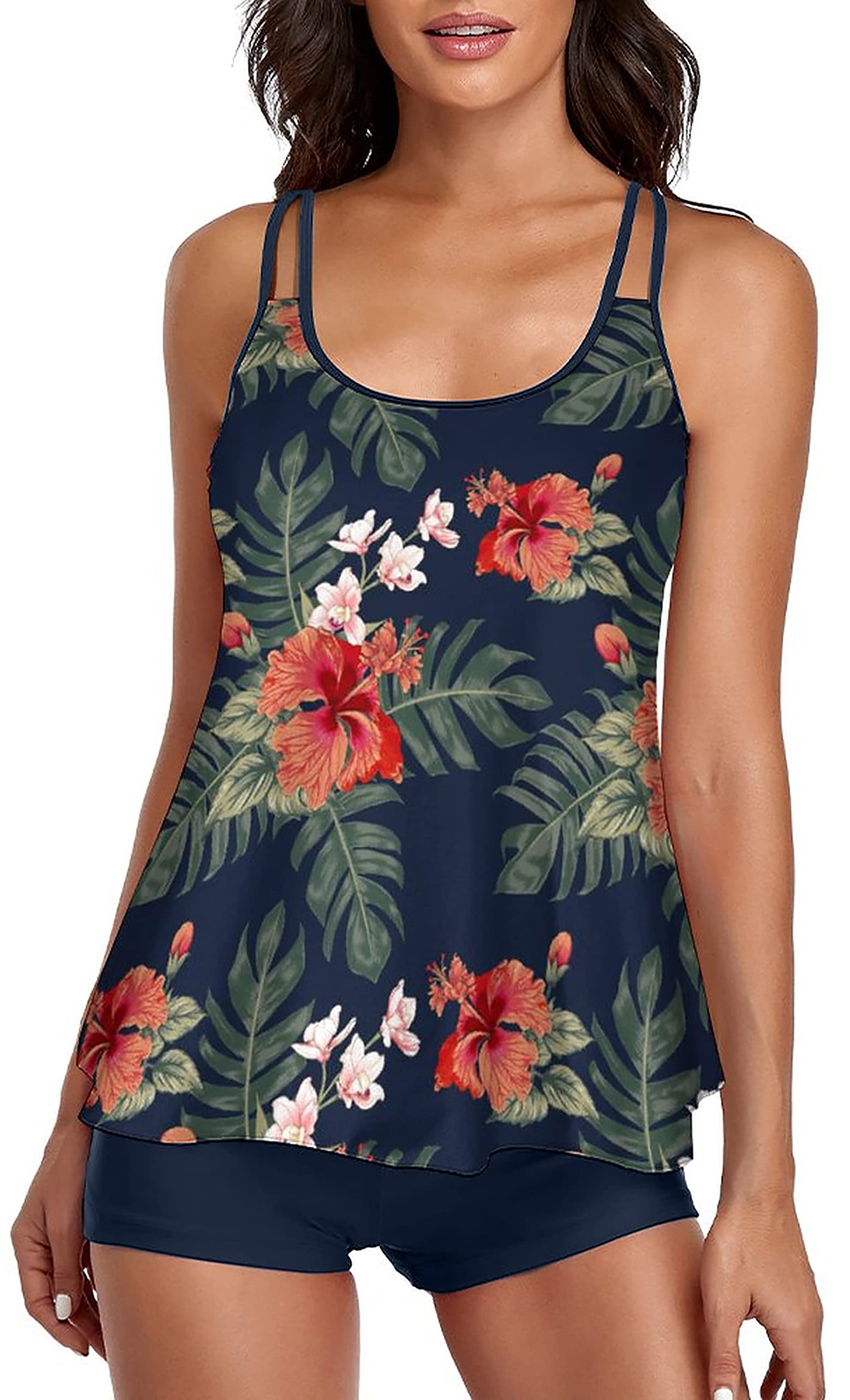 UNIQWETO Tummy Control Tankini Swimsuits for Women