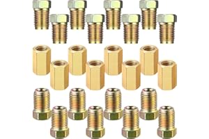 Frienda 12 Pieces 3/8 Inch-24 Threads Brake Line Fittings Assortment for 3/16 Inch Tube (4 Unions, 8 Nuts)