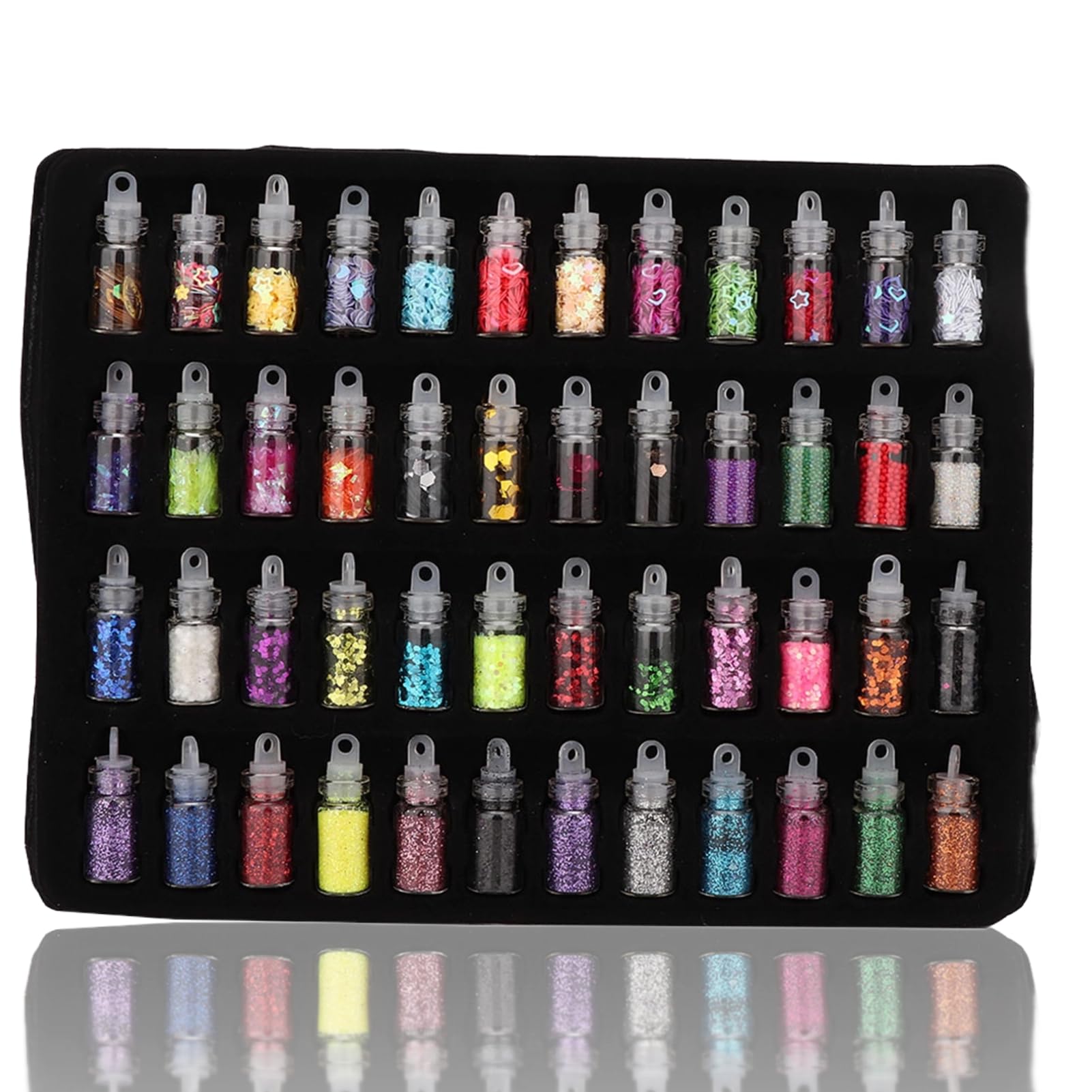 Pongnas 48 Coloured Glitter Bottles Decoration DIY Jewellery Epoxy Mould Making Tools