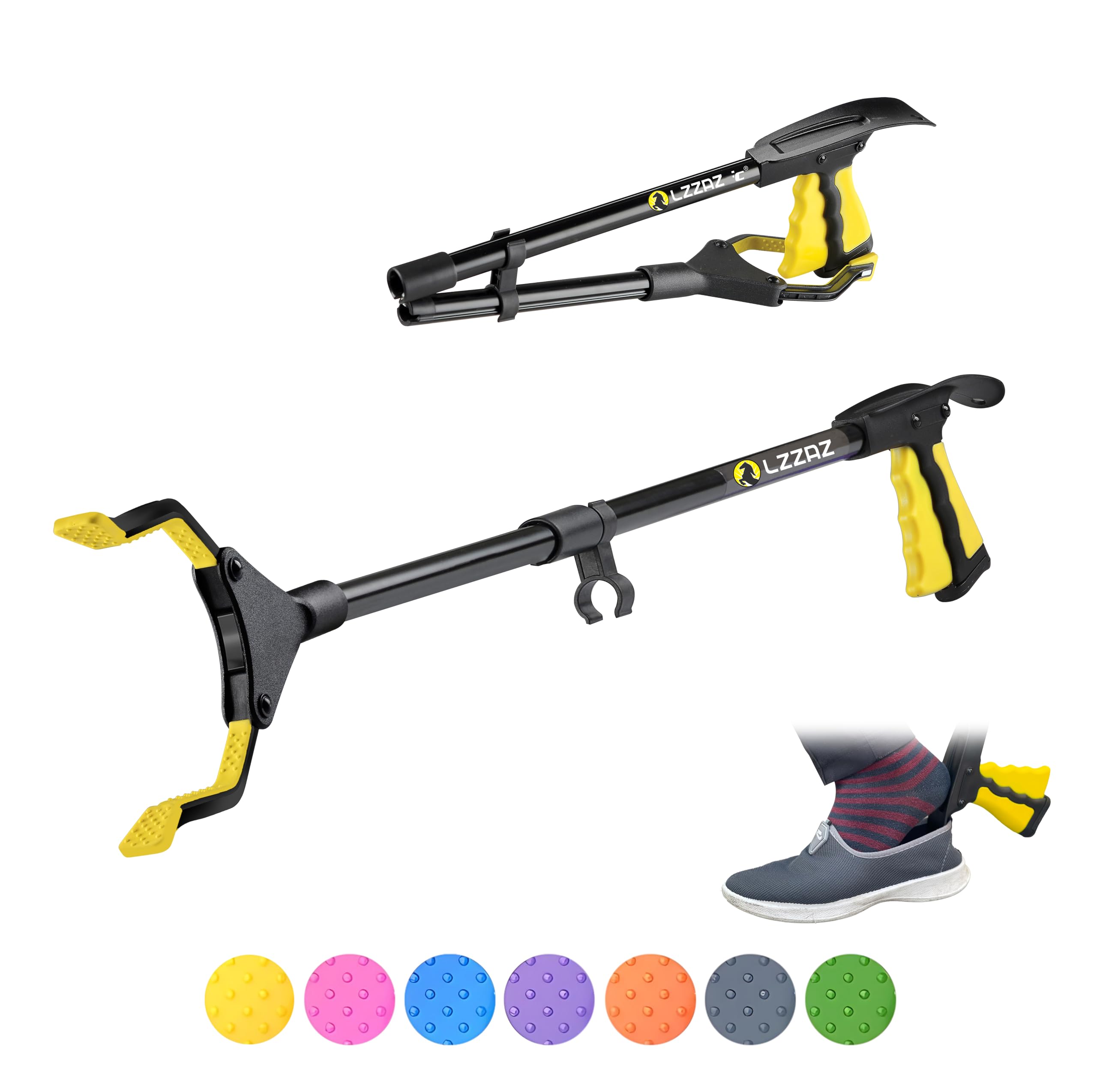 LZZAZ 32"/81cm Litter Picker, Grabbers for Disabled, Grabber Stick with Shoehorn, Litter Pickers for Adults Heavy Duty, Rotating 360° Reacher Grabber Multi Tool, Helping Hand Grabber Disability Aids