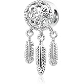 Luluadorn Dreamcatcher Charm fits Pandora Bracelet Necklaces Pendants Dangle Bead Dreamcatcher Charm Gift for Women Family Friends Birthday Jewelry