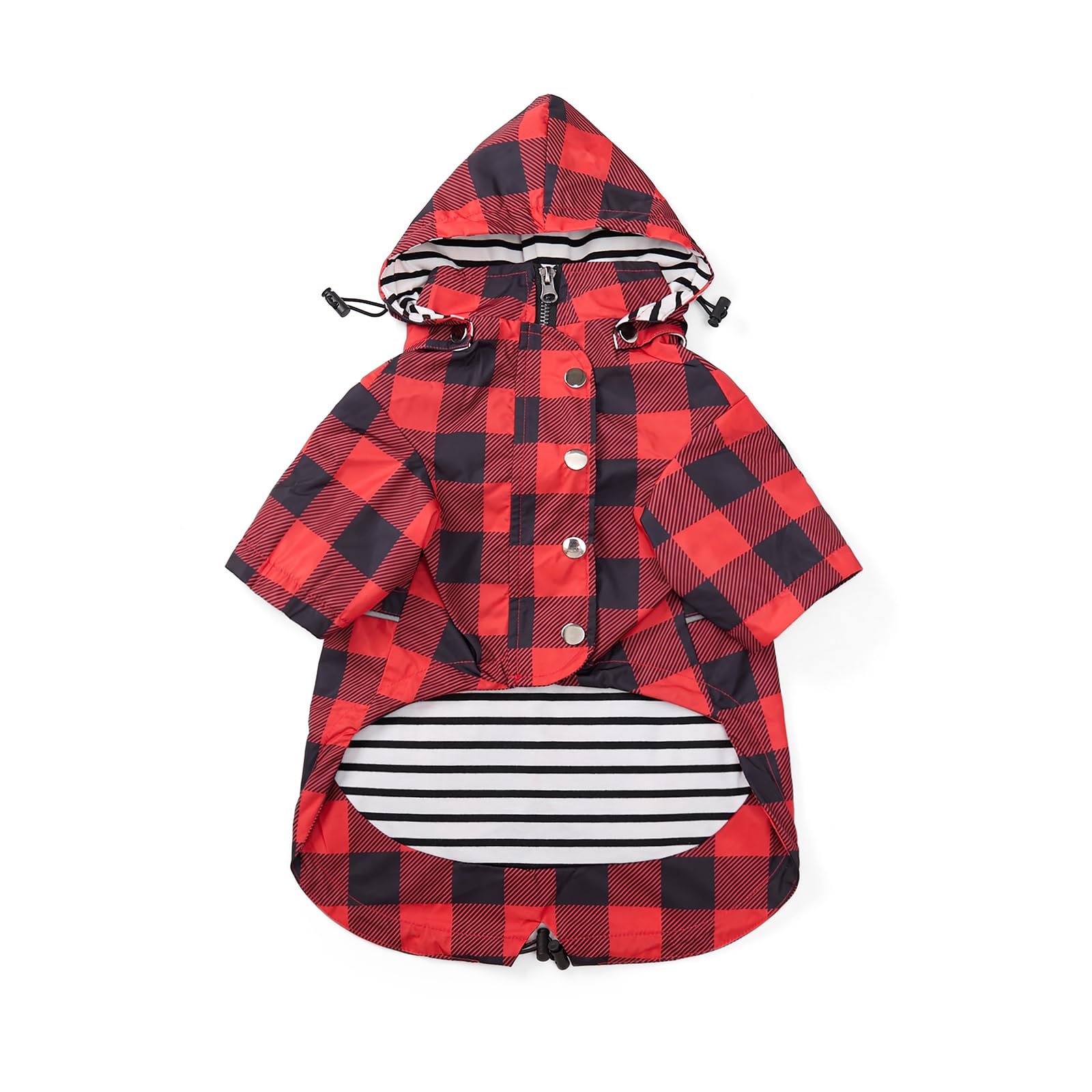 Dog rain coat waterproof raincoat puppy jacket with legs buttons zipper hood drawstring Fit for yorkie terrier schnauzer poodle border collie labrador golden retriever 4kg to 36kg Red M — image 1