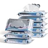 Bc Babycare Cloud Max Flushable Wipes, Hypoallergenic for Sensitive Skin, 99% Water, Plant-Based Fibers, Sewer + Septic Safe, Fragrance Free Toddler Potty Training, 336 Wipes, 8 Pack