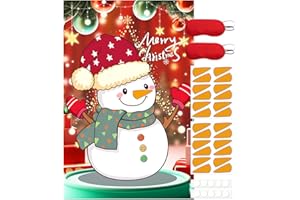 xiheer Pin The Nose on The Snowman, Christmas Games for Family Party Decorations with 24 pcs Nose Stickers and Blindfold for Kids and Adults