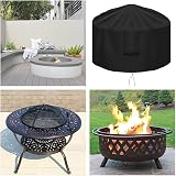 OKPOW Fire Pit Cover 75cm Waterproof Heavy Duty Round Black 600D view 4