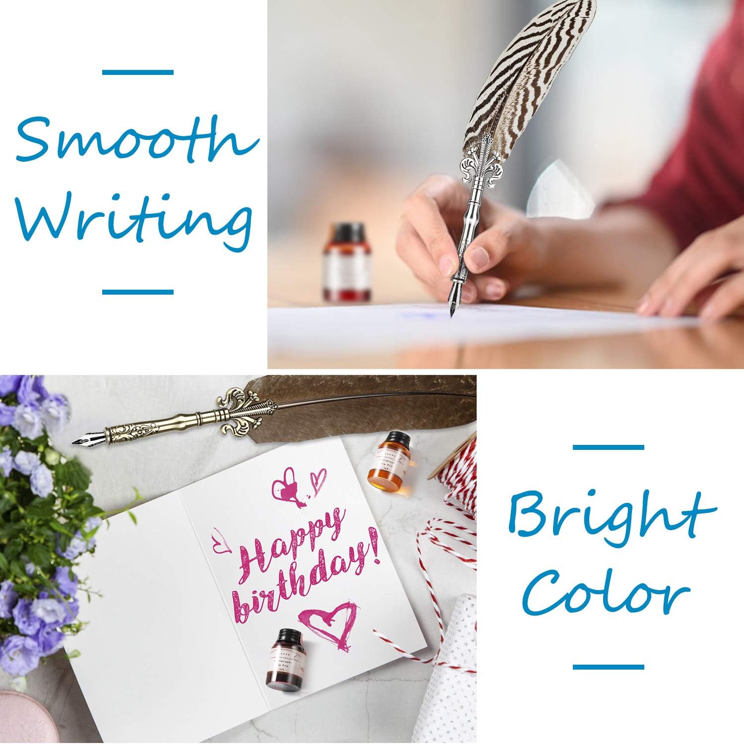 Calligraphy Pen Ink, 10 Colors Fountain Dip Pen Ink Set NonCarbon