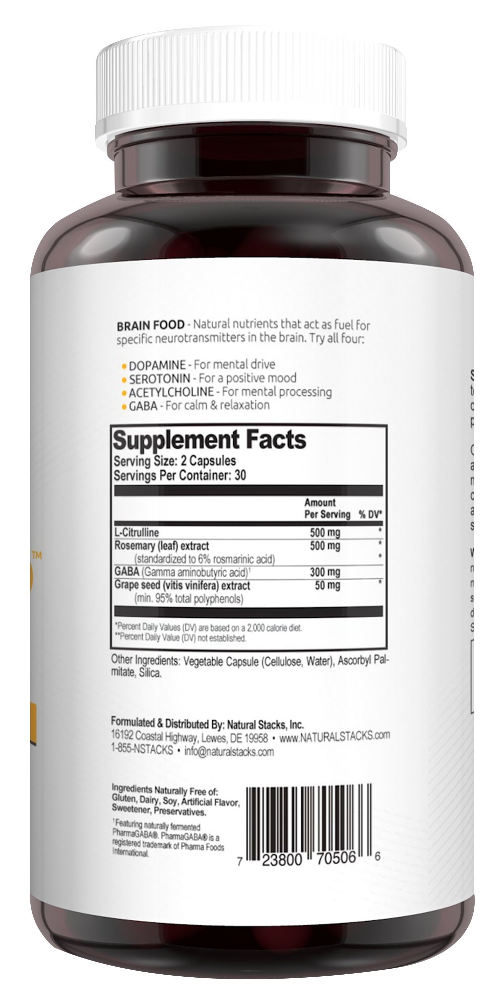 Natural Stacks GABA Brain Food 60 ct. Nootropic Support
