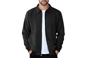 COOFANDY Men's Casual Suede Bomber Jacket Lightweight Full Zip Up Jackets Vintage Faux Leather Jacket