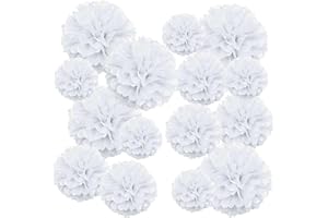 Easy Joy White Tissue Paper Pom Pom Flowers 15 PCS Hanging paper pom pom balls for Wedding Engagement Birthday Baby Shower Ba