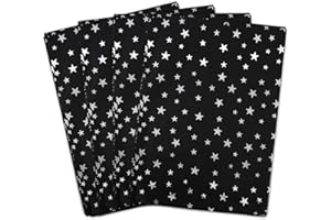 Hi Sasara 100 Sheets Black with Silver Star Tissue Paper,Black Silver Tissue Paper for Gift Bags,Silver Gift Wrapping Tissue 