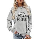 TNBMGI Women's Sweatshirt Basketball Mom Long Sleeve Crew Neck Graphic Pullover Top Basketball Sport Mom Life Casual Shirt