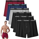 IGOLUMON Mens Underwear, Relaxed Fit Boxer Shorts 6 Pack, Bamboo Rayon Boxers for Men, Classic Boxer Shorts Button Fly