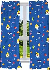 Franco Baby Shark Kids Room Curtains 82 x 63 in Blue Microfiber 2 Panels