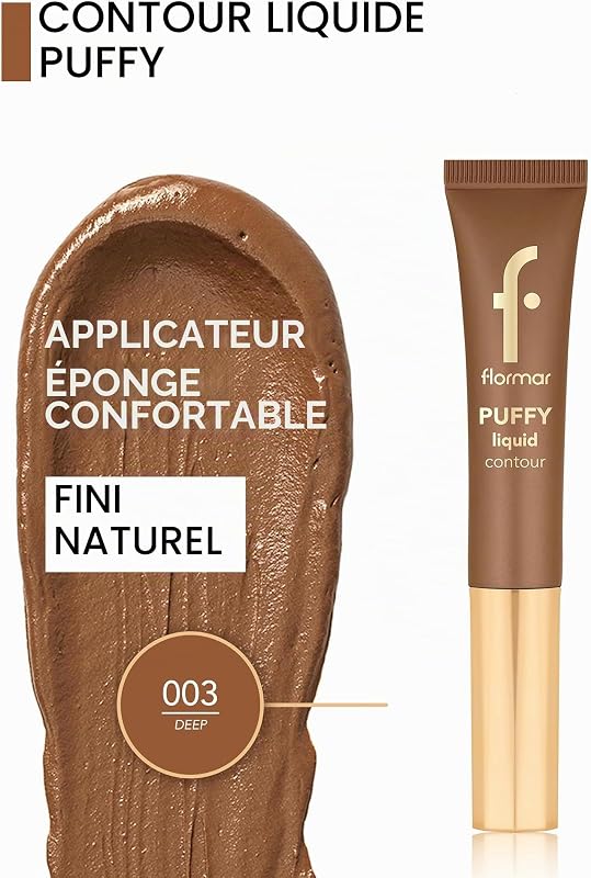 Puffy Liquid Contour 003 Deep – Contour liquide modulable avec applicateur éponge, fini naturellement lumineux