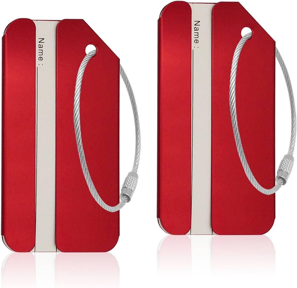 Aluminum Luggage Tag for Luggage Baggage Travel Identifier by Ovener (Red 2 Pcs)