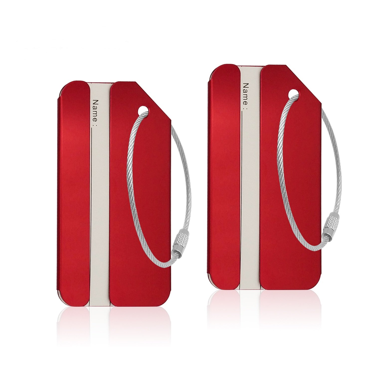 Aluminum Luggage Tag for Luggage Baggage Travel Identifier by Ovener (Red 2 Pcs)
