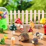 Dacitiery Resin Mini Hedgehogs and Mushroom Garden Figurines Set view 4