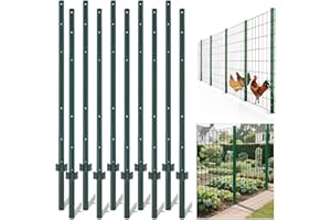 Fence Posts 5 ft, Pack of 10, Metal Fence Poles U Post Sturdy Duty Fence Stakes Step in Post No Dig Fence Post for Garden Yar